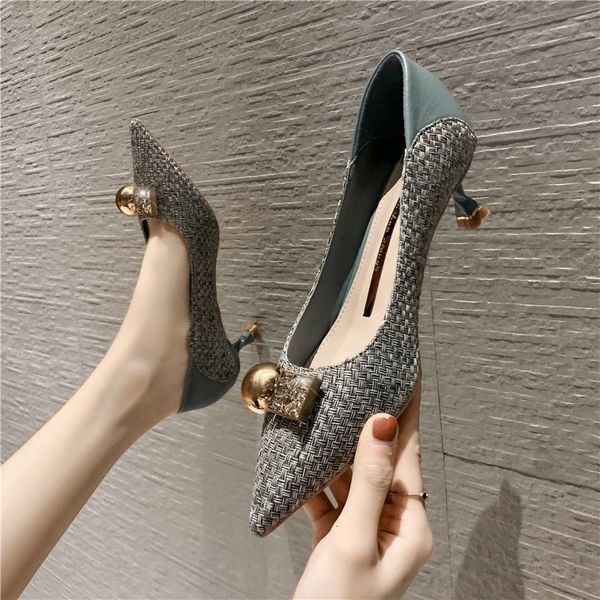 

luxury dress shoes 2021 style women's fashion single heel sho, Black