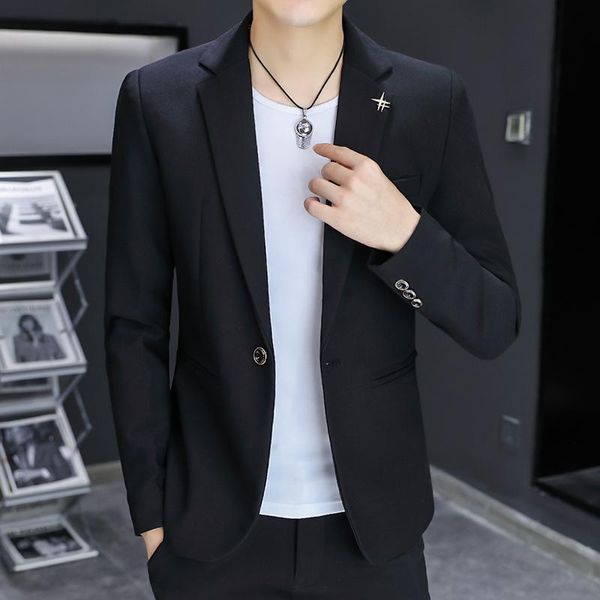 

men's suits & blazers office black suit jacket men casual autumn 2021 slim single small m-3xl, White;black