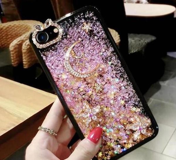 

fashion popular moon and star quicksand cell phone case for xs/xr xs max 8plus samsung s8 s9 note 9 z7nrz pu15i