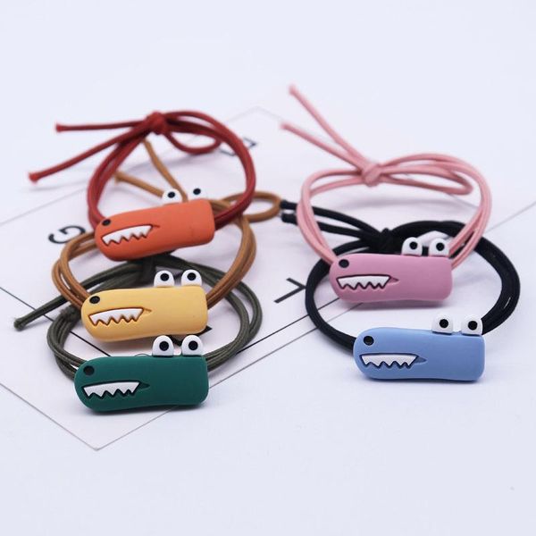

hair accessories cute cartoon crocodile rope lovely resin animal shape circle girls ponytail holder elastic band headdress, Slivery;white