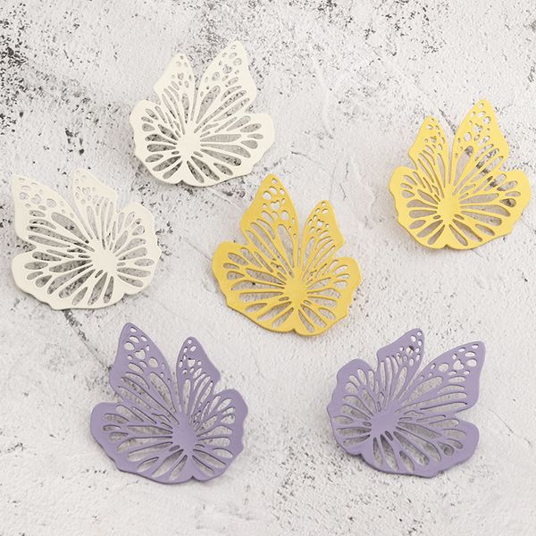 

ez2964 jewelry french hollow out paint simple niche design earrings, Silver