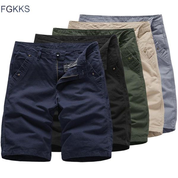 

fgkks brand men's straight shorts summer male new fashion casual solid color shorts men cargo, White;black