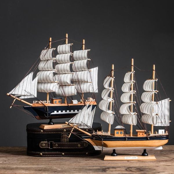 

interior decorations vintage wooden sailboat model nordic style car decoration sailing boat ornament with led light living room decor christ
