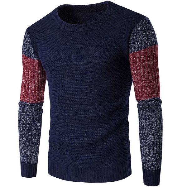 

2021 spring and autumn men's fashion color matching warm needle knitted sweater original goods y256, White;black