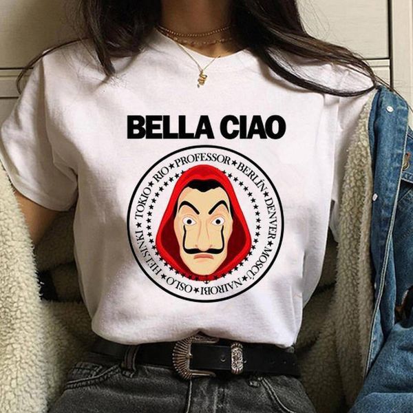 

the house of paper t shirt fashion new money heist women la casa de papel tshirt funny tee streetwear female clothes t-shirt, White