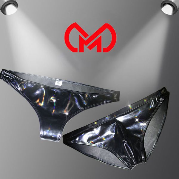 

Sexy Men PU Faux Leather U Convex Pouch Briefs Sexy Lingerie G-string Latex Low Rise Micro Mini Short Bikini Gay Wear Plus Size