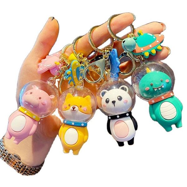 

keychains creative space animal astronaut keychain for keys cute ufo personality keyrings couple gift mini bag pendant key chains, Silver