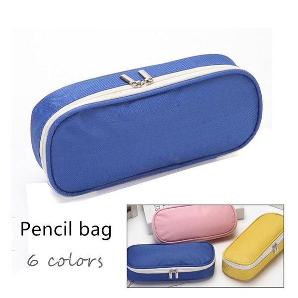

pencil bags durable cases bag solid color canvas large capacity student supplies stationery storage
