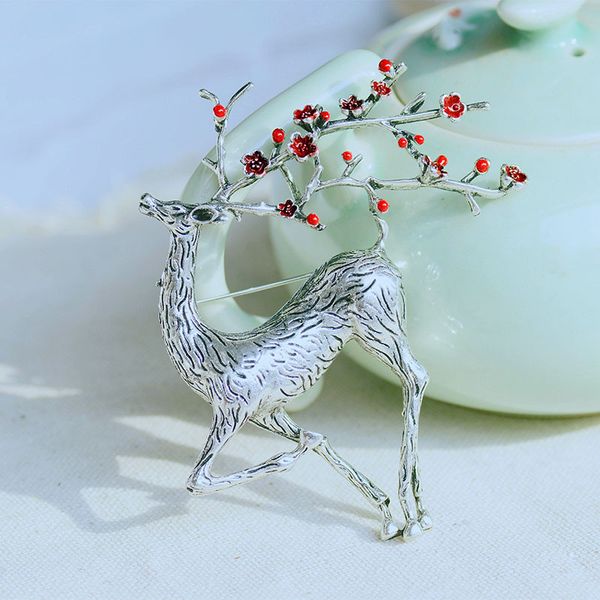 

factory wholesale atmospheric color painting elk high-grade temperament men's suit sika deer ins brooch accessories hea/rtsch/rome