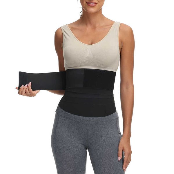 

waist trainer for women tummy wrap trimmer belt slimming body shaper plus size invisible support 211112, Black;white