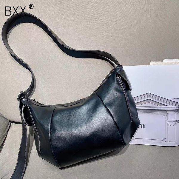 

cross body [bxx] 2021 fashion woman net red splicing soft leather single shoulder underarm bag simple temperament across 18a1922