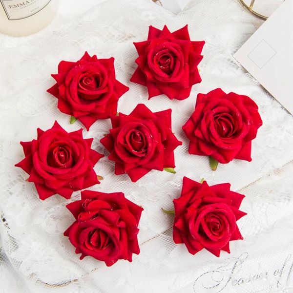 

decorative flowers & wreaths 100pcs artificial wedding christmas silk roses head wholesale bridal accessories clearance home decor