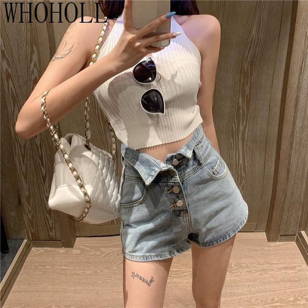 

women's shorts high waist crimping women short jeans summer fashion ripped denim casual streetwear 2021, White;black