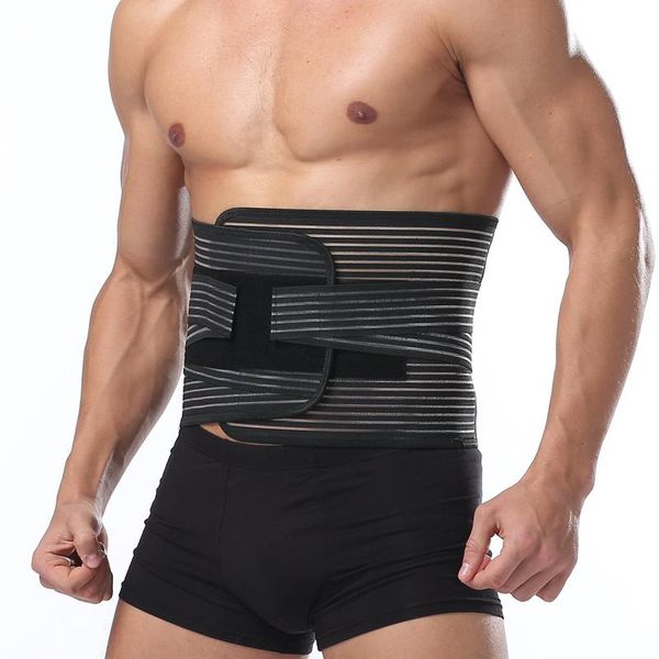 

waist support lumbar corset belt elastic breathable brace recovery belts for trainer 2 steel plates, Black;gray