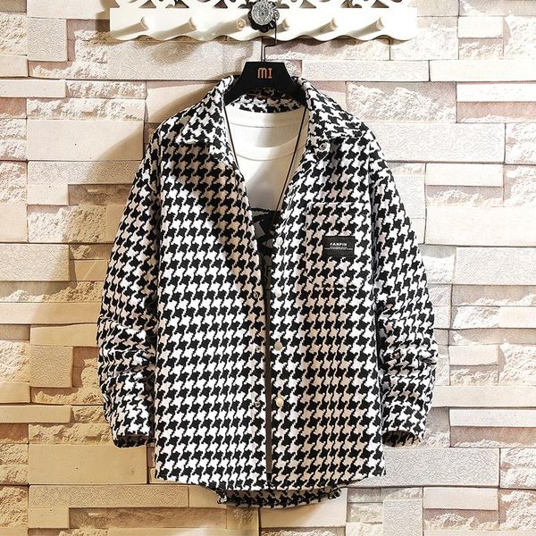 

men's jackets spring plaid jacket men loose button outerwear street fashion causal plus size windbreaker coat male clothing 5xl, Black;brown