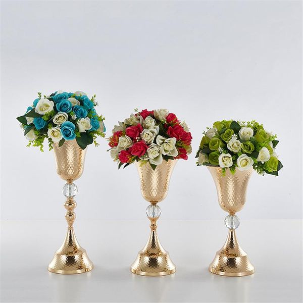 

vases 10 pcs flower vase wedding table centerpiece event road lead gold metal party floor decoration flowers holders