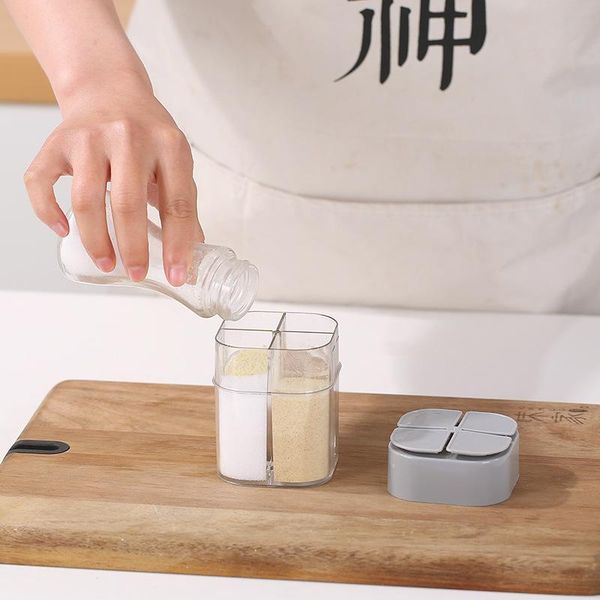 

storage bottles & jars 4 in 1 plastic seasoning jar with lid household kitchen salt pepper spice container portable outdoor garden bbq tools