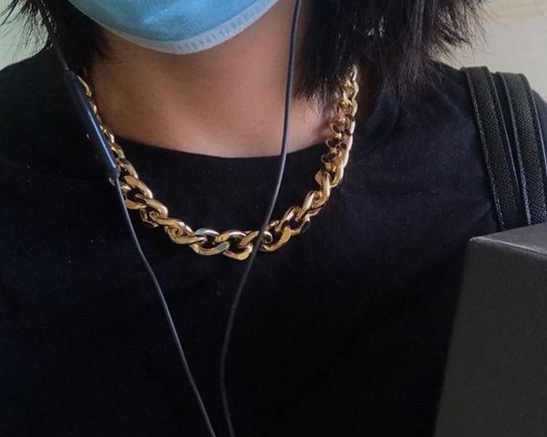

chokers fashion european and american exaggerated personality cold wind chain necklace short metal temperament clavicle female, Golden;silver