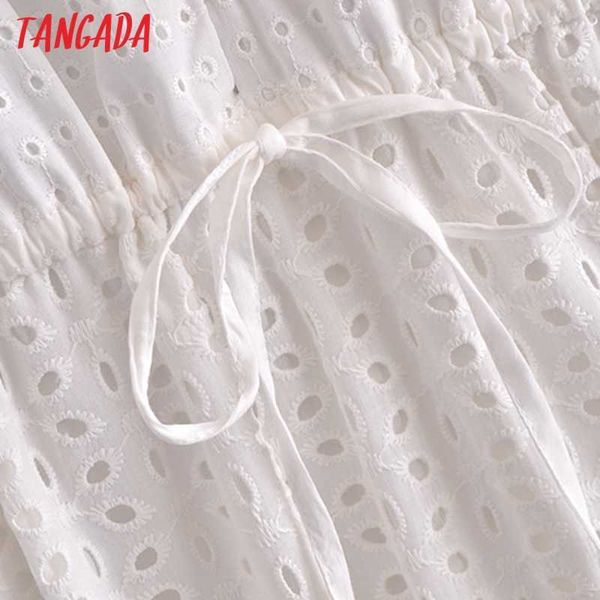 

2021tangada 2021 summer women white embroidery romantic v neck short sleeve ladies midi dress vestidos 3h184, Black;gray