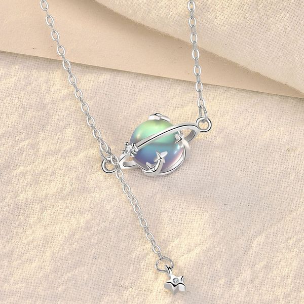 

s925 silver moonstone star necklace women's clavicle chain mori series simple personality niche design for gift