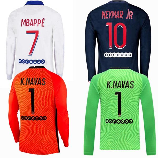 

long sleeve k.navas mbappe icardi paredes di maria gana neymar shirt kimpembe sarabia kehrer paris soccer jersey 2020 2021 football shirt, Black;yellow