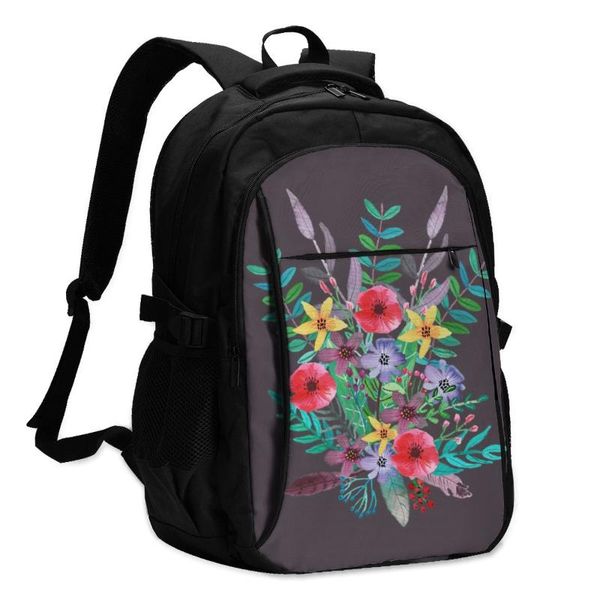 

backpack flowers backpacks kawaii charging usb picnic pattern bags