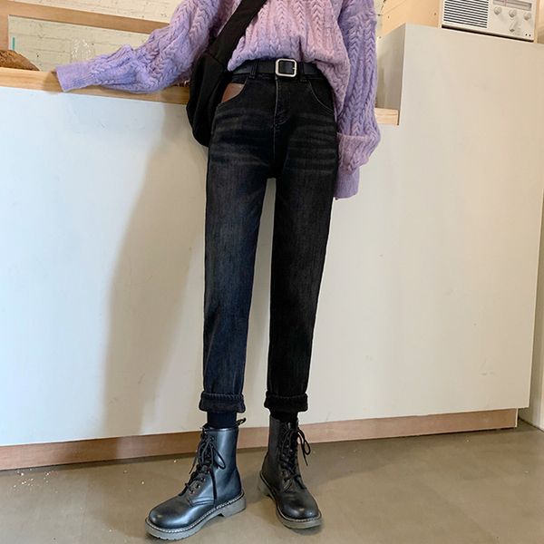 

2021 new 2 colors s-xl winter high waist jeans womans thick warm denim ny pencil pants womens (78567) xj5t, Blue