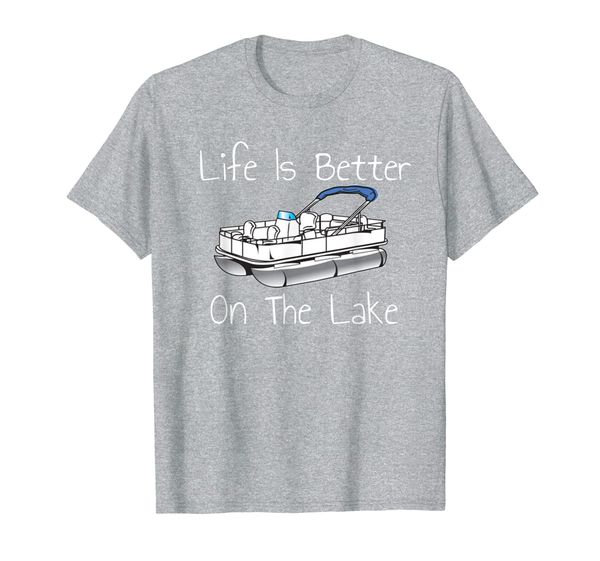 

life is better on the lake pontoon t-shirt, White;black