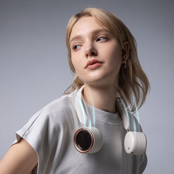 

leafless outdoor portable charging lazy earphone mini hanging neck fan