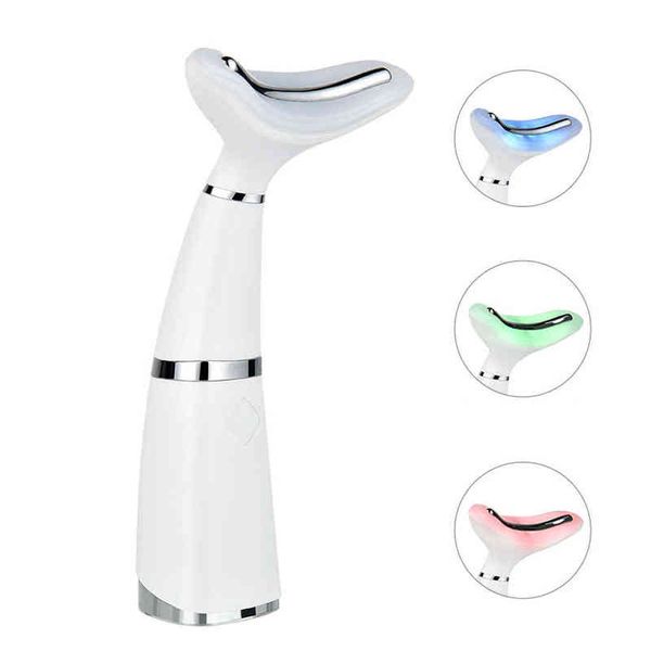 

face care devices steamerneck lift multi functional 3 colors led pn therapy skin tighten reduce double chin anti wrinkle neck massager 22022
