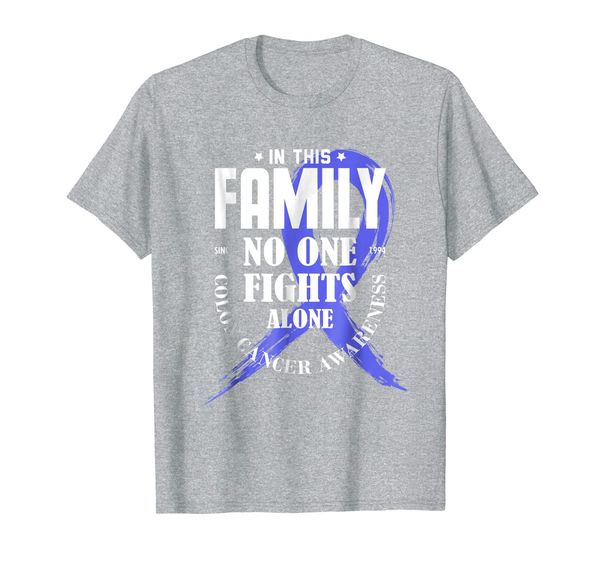 

in this family no one fights alone colon cancer t-shirt, White;black
