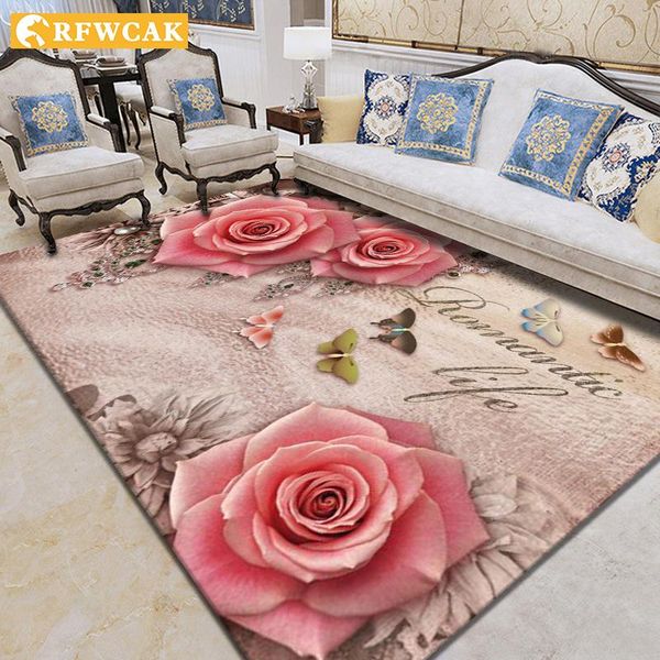 

carpets modern minimalist romantic rose family garden carpet bedroom bedside living room coffee table bathroom non-slip tatami mats