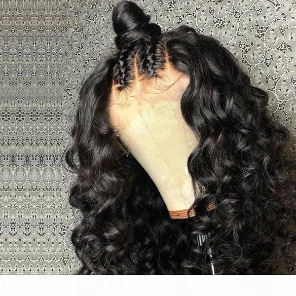 

deep wave side part lace front wigs for black women human hair natural hairline loose wave 13x6 lace wigs with baby hair, Black;brown