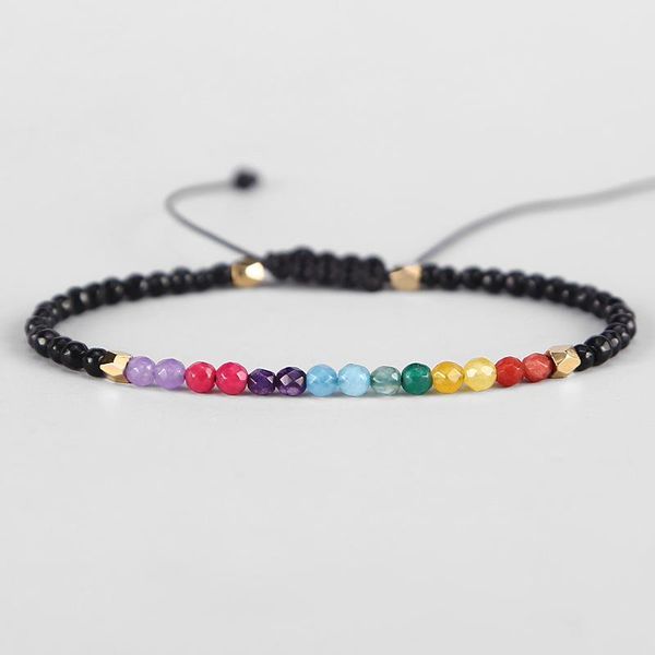

link, chain handmade constellation lucky stone simple bracelet, Black