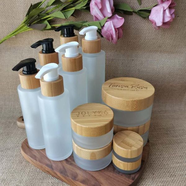 

storage bottles & jars 70pcs 150ml cosmetics packaging bamboo frosted continuous perfume face glass mist spray bottle luxury cream