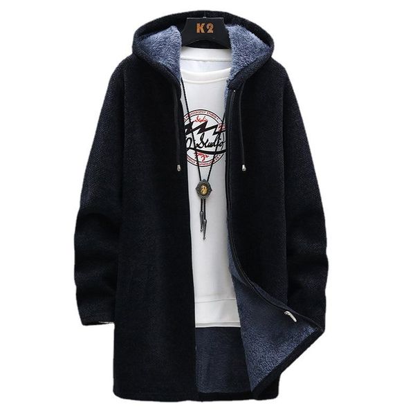 

men's jackets 2021 autumn and winter korean version the knitted cardigan jacket plus velvet thickening fashion trend casual, Black;brown