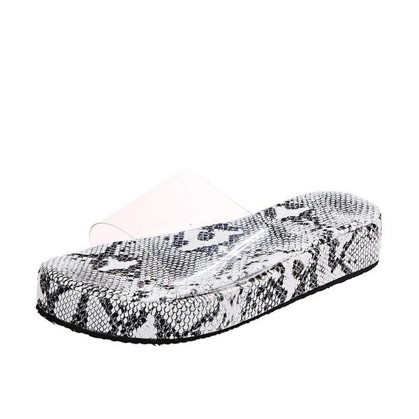 

open toe casual slip on women platform sandals clear upper snakeskin heels shoes 2021, Black