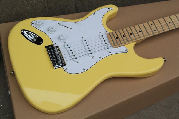 

6 strings yellow left handed electric guitar with tremolo bar,maple fretboard