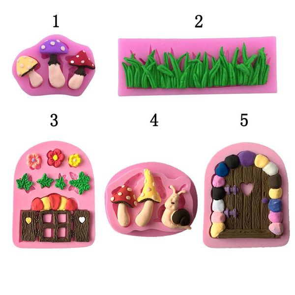 

baking moulds 3d house silicone molds flower leaf lovely snail mushrooms fondant chocolate candy mold cake decorating tools