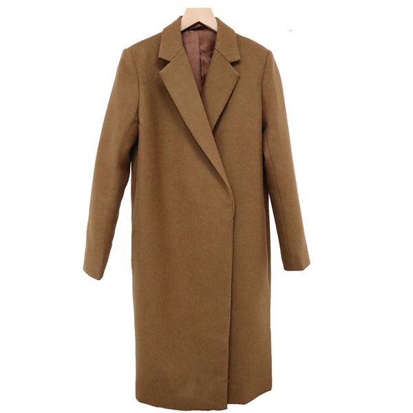 

women's wool & blends coats mid-length coat single button simple loose female jackets autumn and w tly3, Black