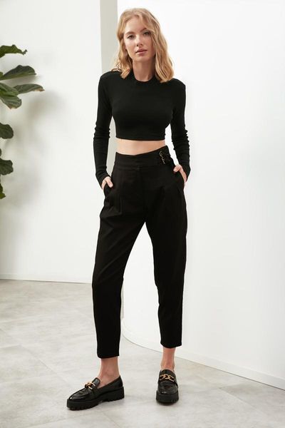 

women's pants & capris trendyol woven twoaw22pl0766, Black;white