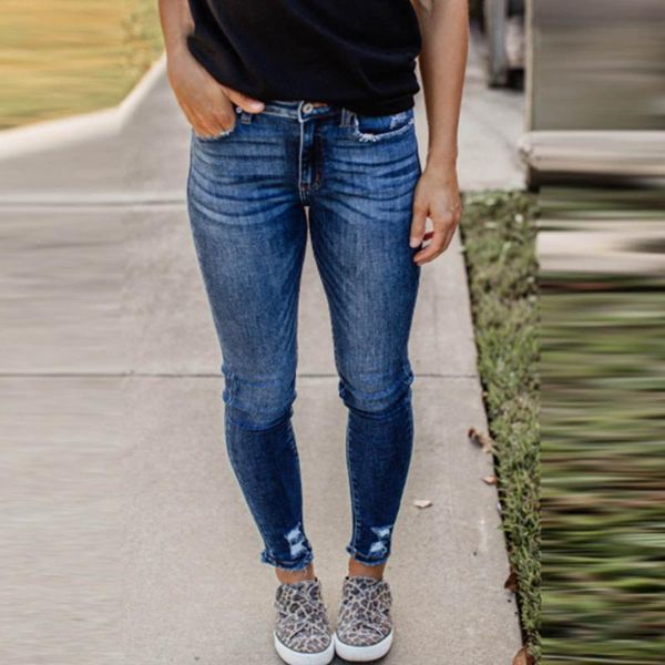 

women's jeans brand womens juniors ripped high waist long pants bulift slim fit skinny denim with holes, Blue