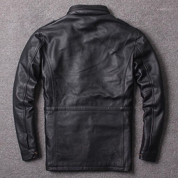 

men's leather & faux 2021 black m65 safari style genuine jacket men plus size 4xl real natural cowhide winter thick warm slim fit coat