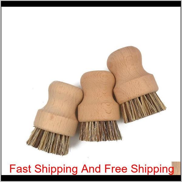 

handheld wooden brush sisal palm dish bowl pan cleaning brushes round handle pot brush kitchen cho qyltgs tore2010