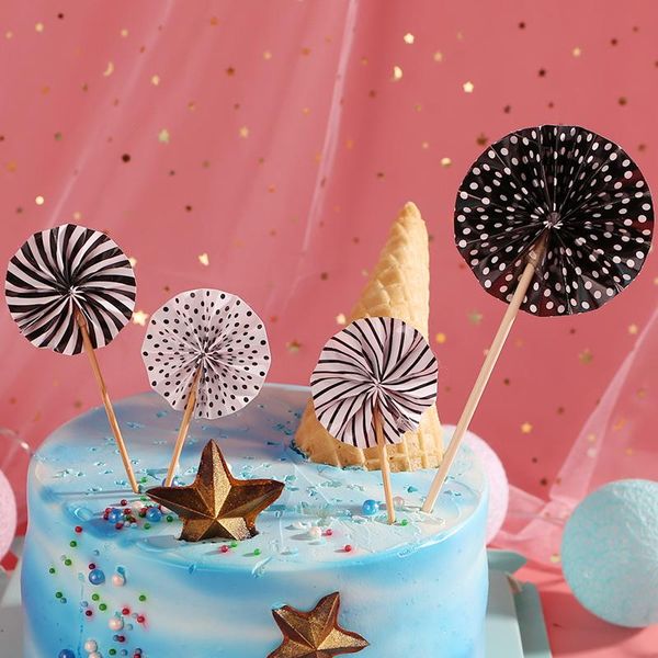 

other festive & party supplies 4pcs/lot mini paper fan cake er cupcake ers kids birthday baby shower decoration flags wedding favor