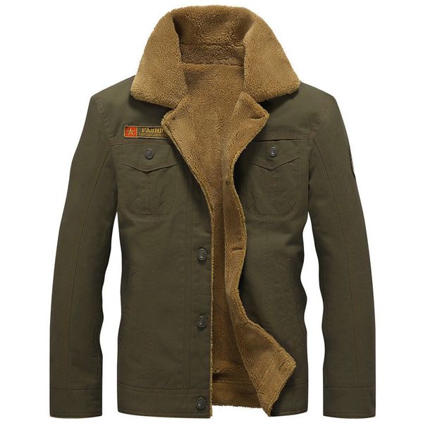 

2021 winter bomber jacket men air force men fur collar men army tactical fleece parkas jacket coat, Black;brown