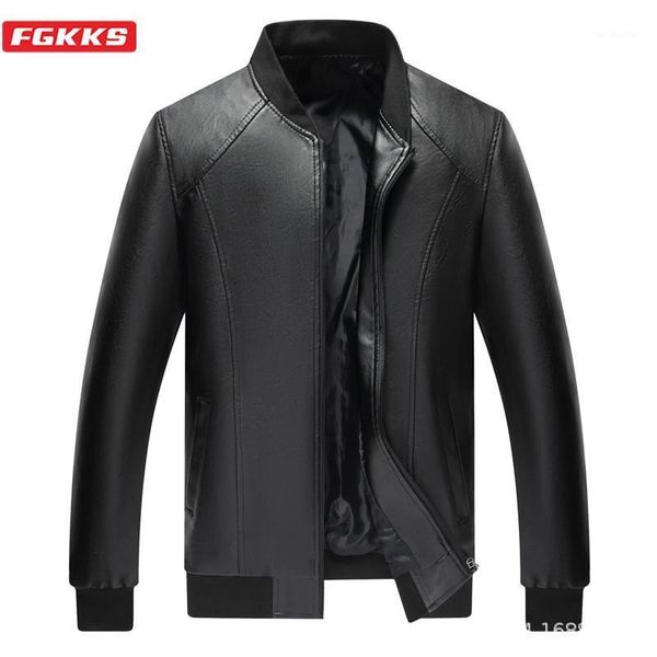 

men's fur & faux fgkks winter brand men pu leather jackets men's fashion washed coats male outdoor jacket coats1, Black