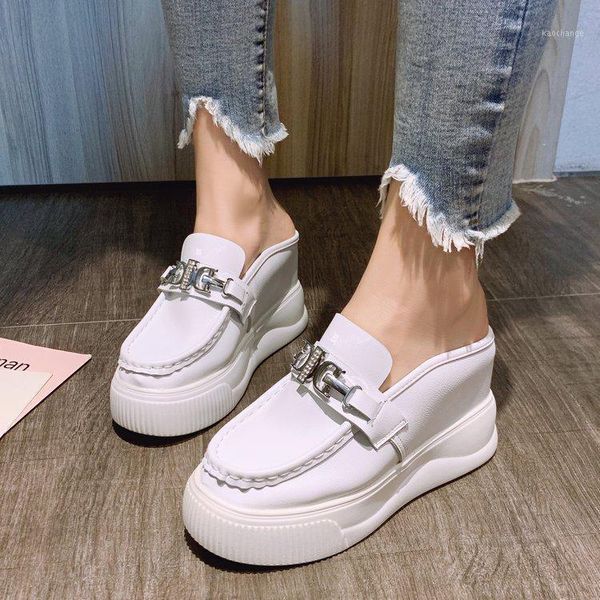 

slippers ladies summer casual shoes 2021 mules outside wedges heels female footwear slides for women 5052, Black