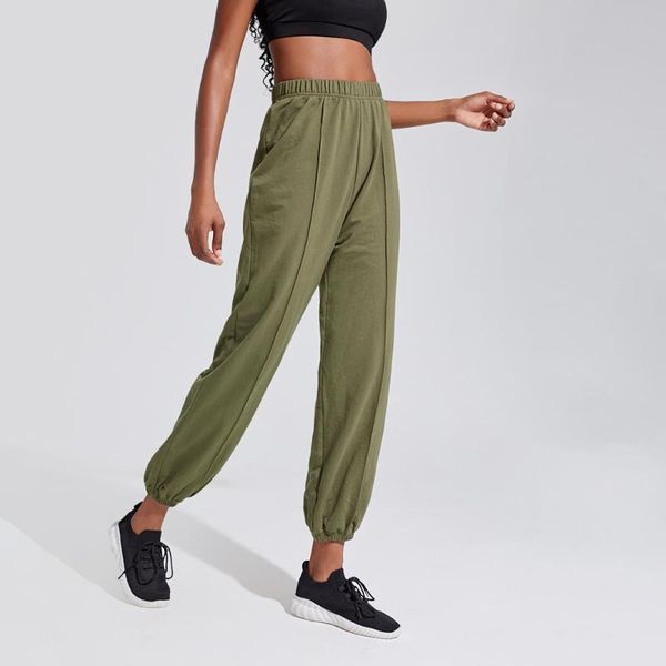 

jogging pants for women high waist casual slacks for women sport home wear plain color stretch waist pants, White;red