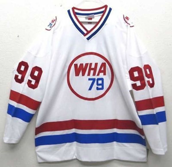 99 Уэйн Гретцки 1979 WHA All Star Хоккейная майка с вышитой вышивкой. Трикотажные изделия с любым номером и именем.